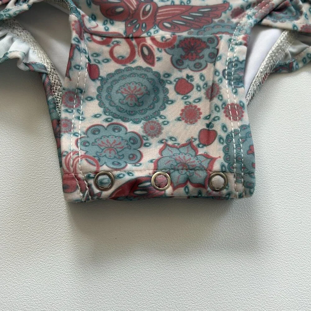 NWT Kate Quinn Firebird Swimsuit 0-3M UPF 50+ Ruffle One Piece Baby Girl